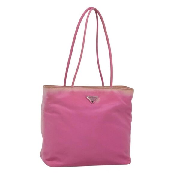PRADA Tote Bag Nylon Pink Silver Auth EC753 - Picture 1 of 16